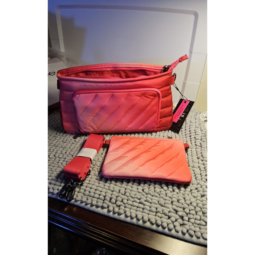 Think Royln Bank Street XL Crossbody w/ Pouch Bundle Fuchsia Ombre NWT - Picture 9 of 11
